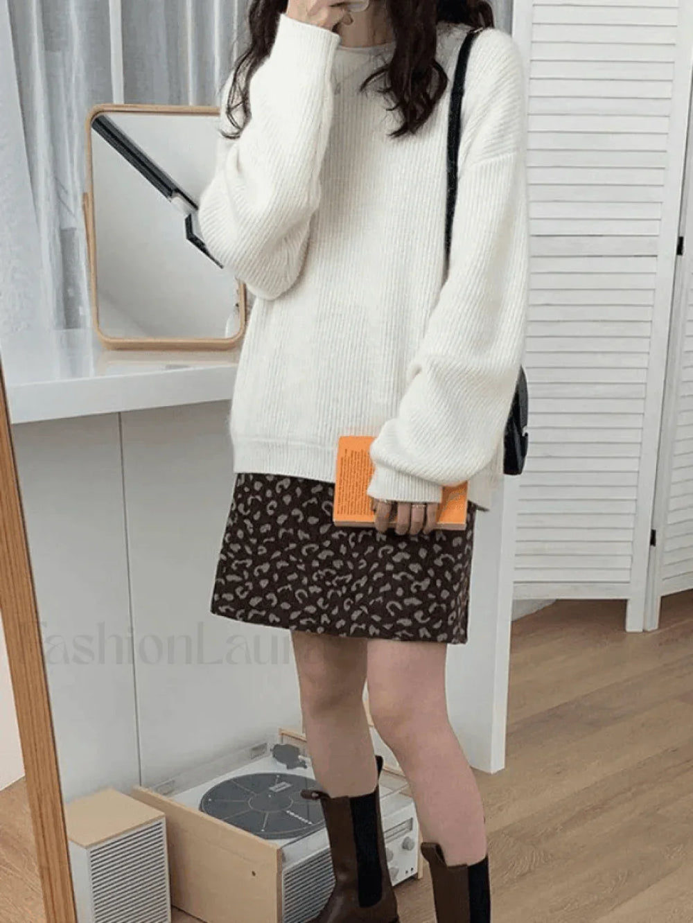 Solid Color Crew Neck Pullover Sweater Sweaters