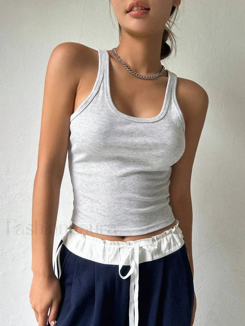 Solid Color Square Collar Fitness Tank Camisole Crop Top