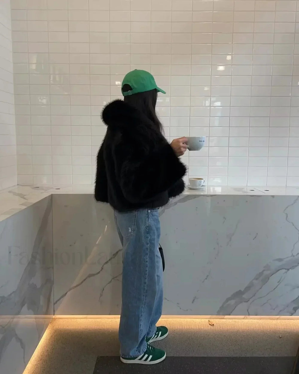 Solid Faux Graceful Fur Collar Jacket Women Faux Fur Coats