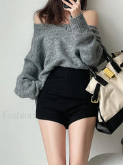 Solid High Waist Zip Shorts Shorts