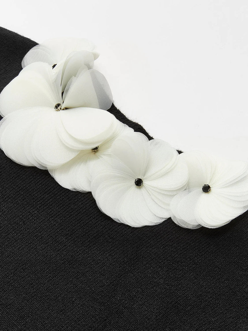 Solid Long Sleeve Floral Knit Top Knit Tops