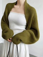 Solid Open Front Graceful Shrug Sweater Olive / XS Sweaters L
