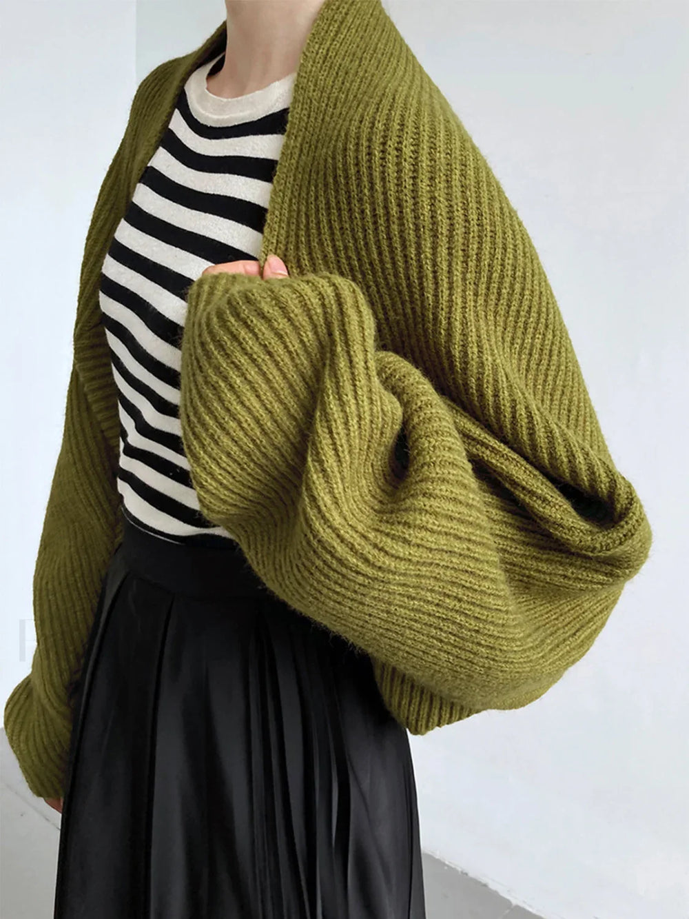 Solid Open Front Shrug Sweater Cardigans