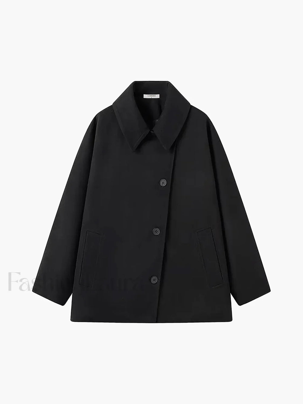 Solid Oversized Pocket Button Coat Black / XS Wool Coats