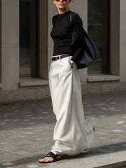 Solid Pleated Graceful Maxi Skirt Skirts