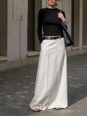 Solid Pleated Graceful Maxi Skirt White / XS Skirts