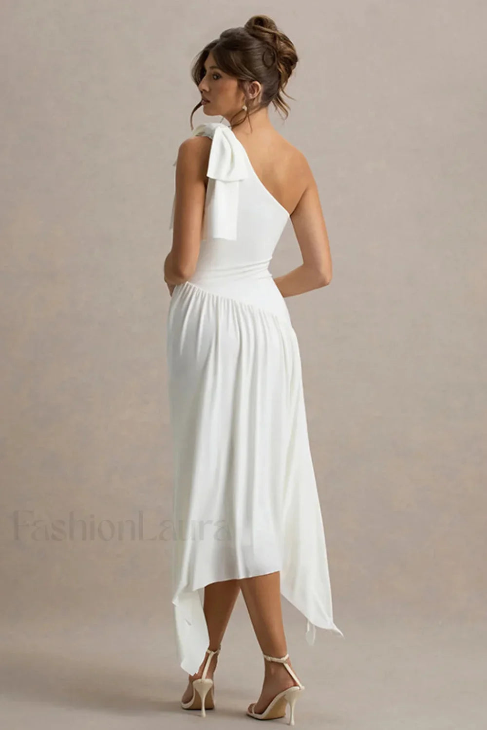 Solid Sleeveless One Shoulder Maxi Dress