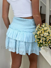 Solid Tiered Flowy Mini Skirt