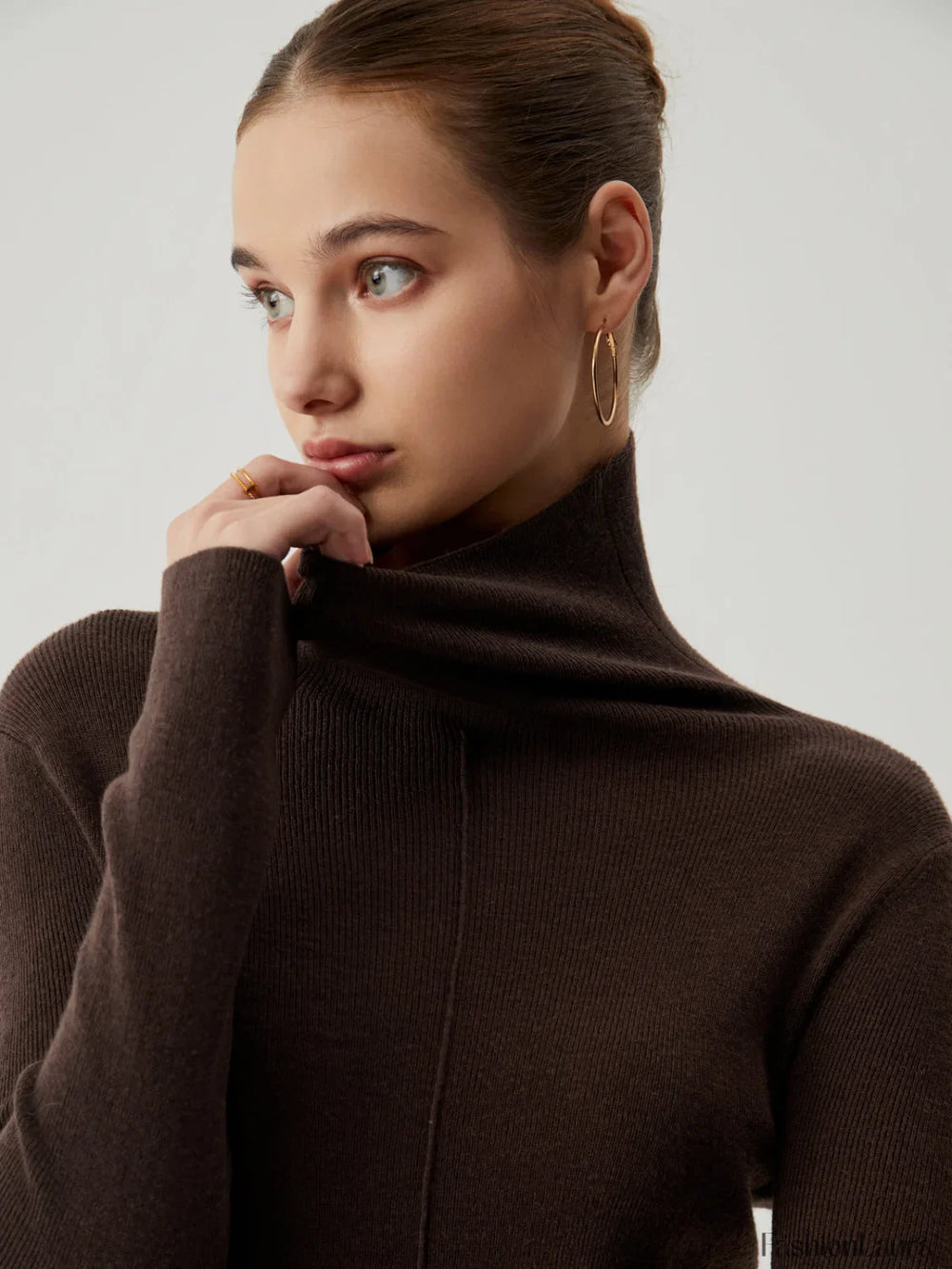 Solid Turtleneck Long Trendy Sleeve Knit Top Sweaters L
