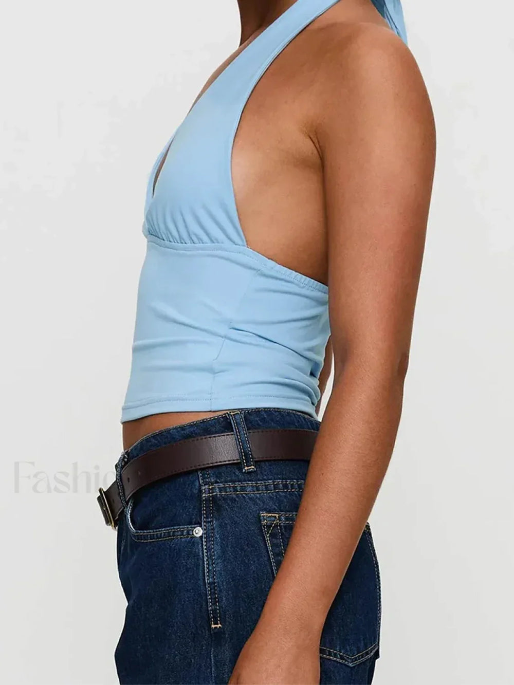 Solid Vintage Halter Crop Top