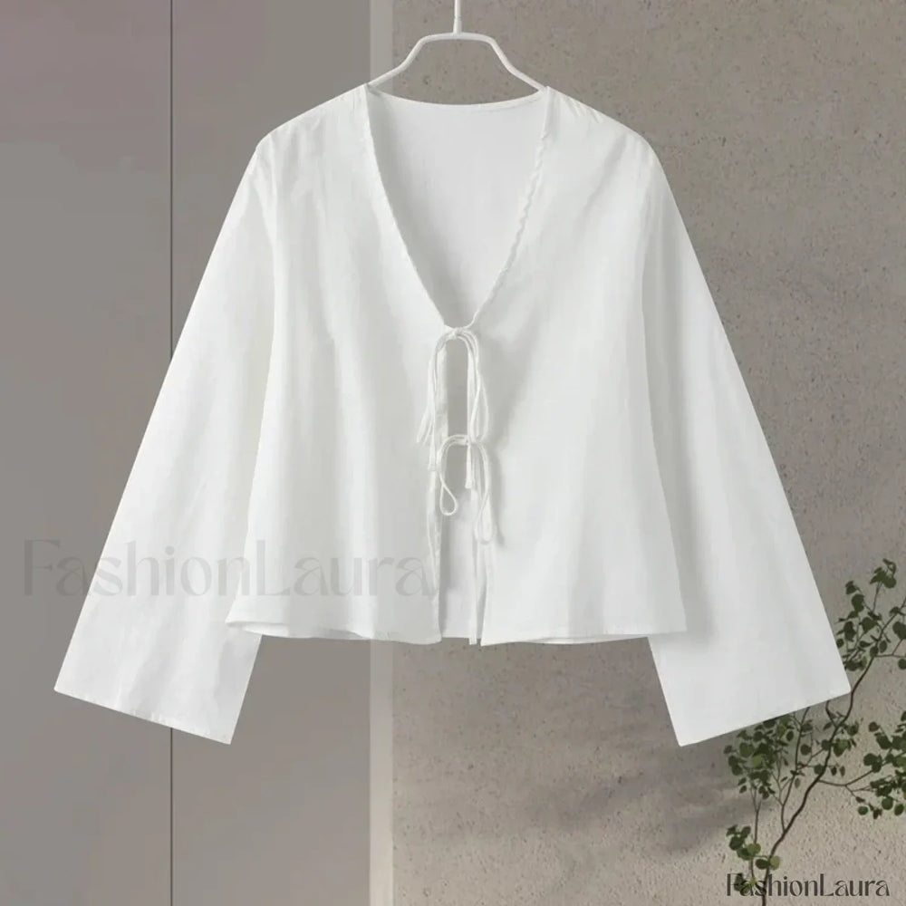 Solid White Female Office Blouse white / S