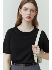 Solid White Round Neck T Shirt