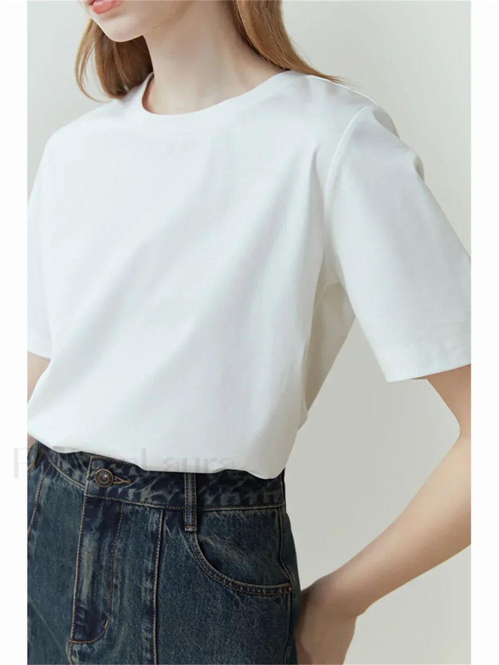 Solid White Round Neck T Shirt