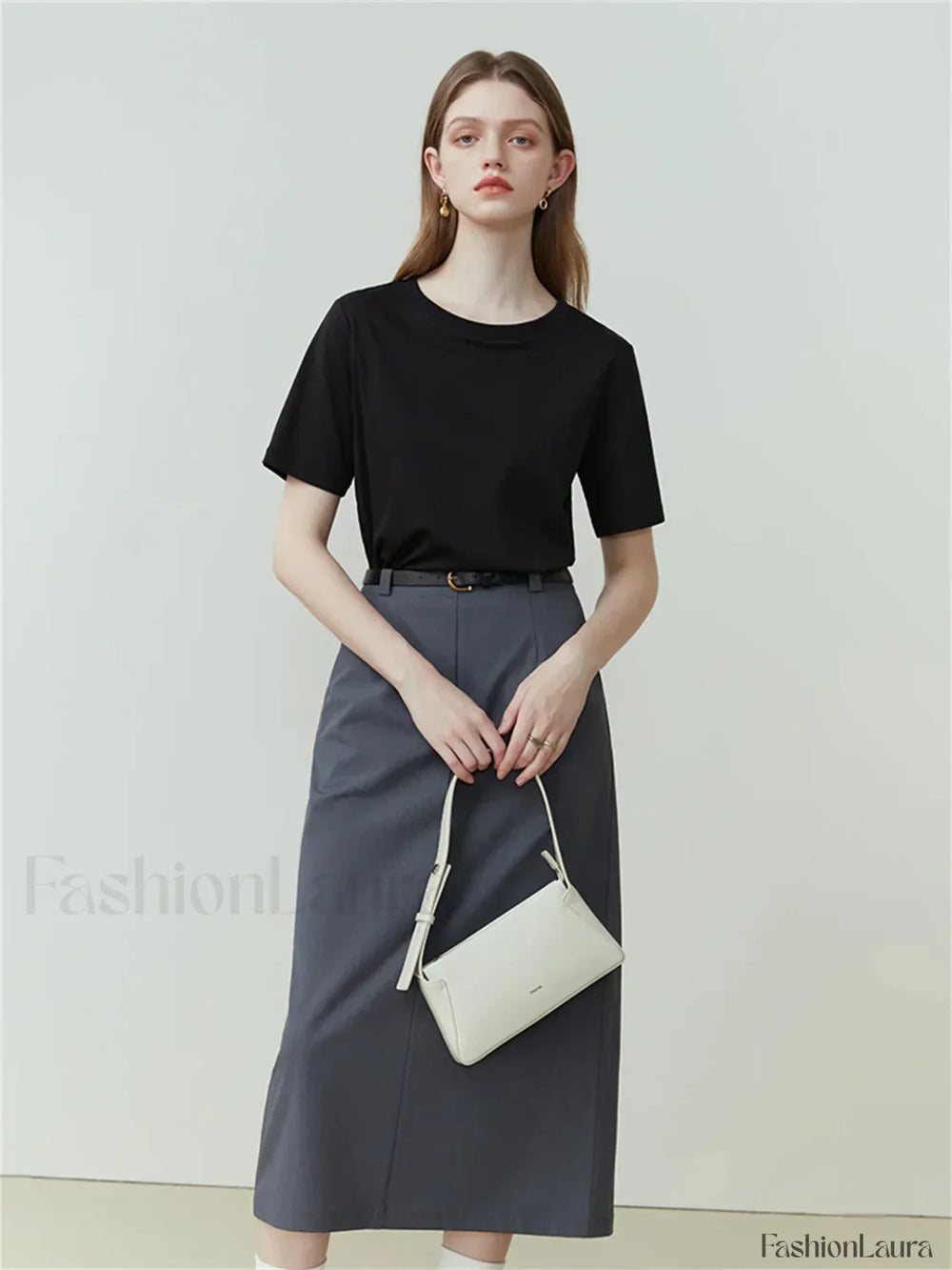 Solid White Round Neck T Shirt