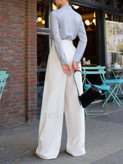 Solid Wide Graceful Leg Pants Pants