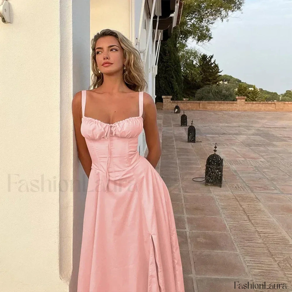 Spaghetti Strap Lace Up Floral Dress