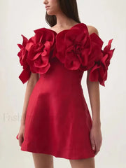 Spliced Flower Halter Mini Dress