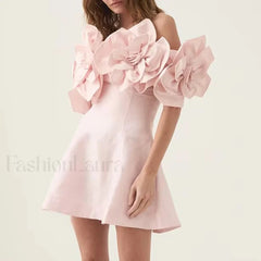 Spliced Flower Halter Mini Dress