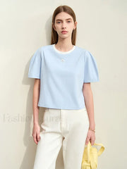 Spliced Mutton Sleeve T Shirt