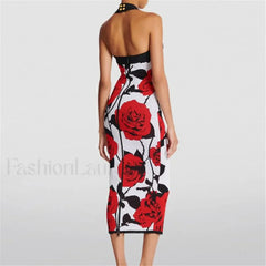 Spliced Zipper Neck Floral Dress