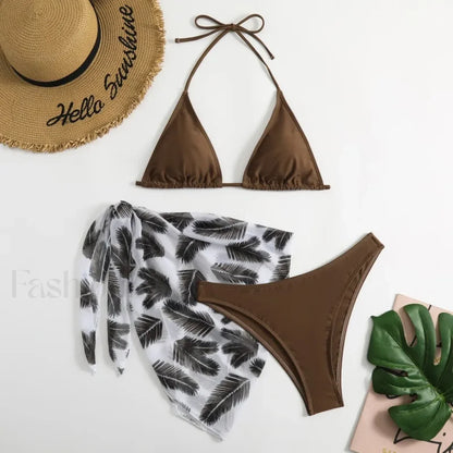 Split Classic Print Three Piece Set Coffee / S