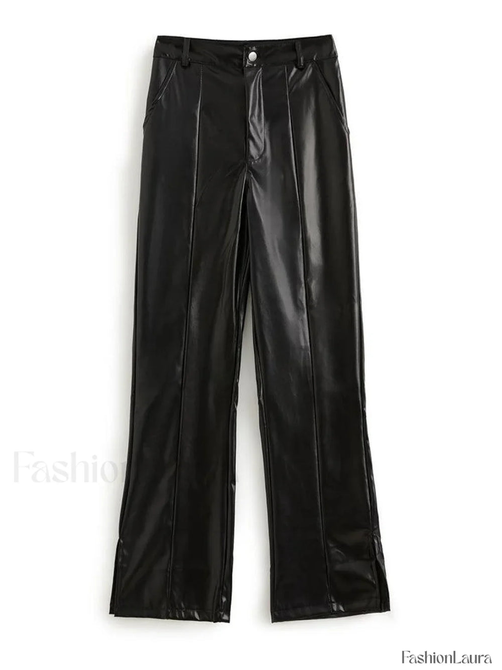 Split Flare Leg Pu Pants Pants