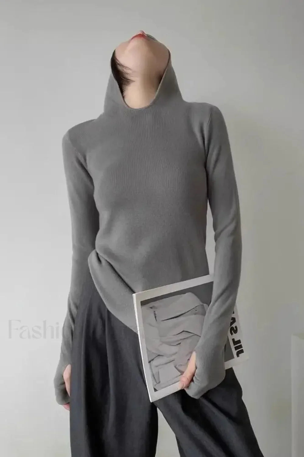 Sport Style Slim Knit Hooded Hoodie