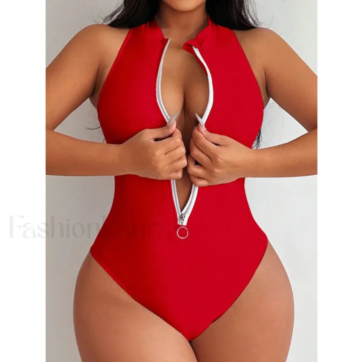 Sports Push Up Closed Swim One Piece red / S