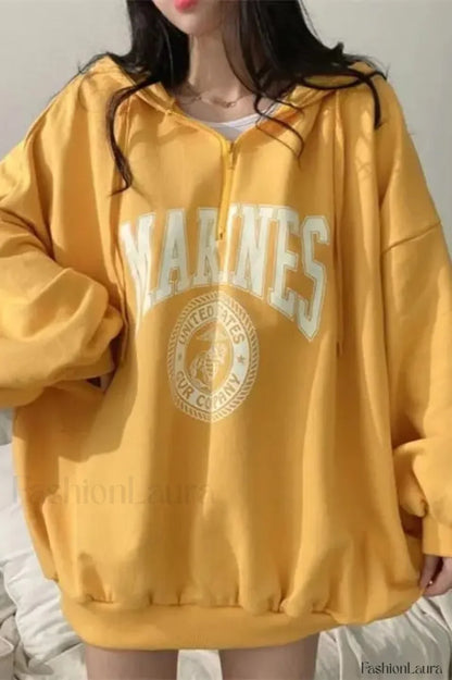 Spring Autumn Fashion Hoodie Yellow / M(40 50kg)