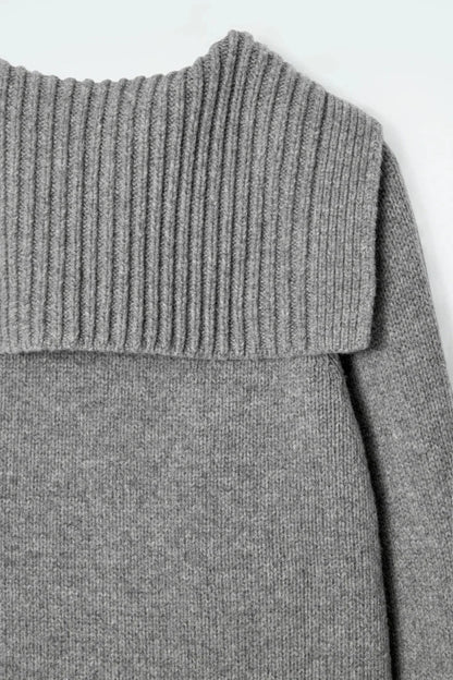 Spring Gray Crew neck Knit Cardigan