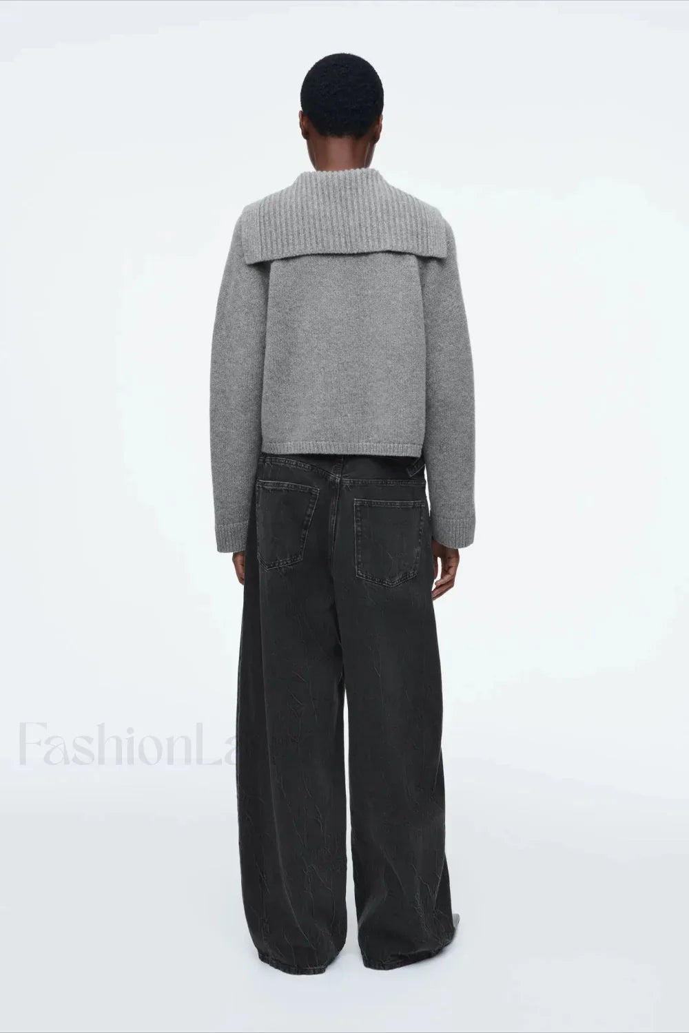 Spring Gray Crew neck Knit Cardigan