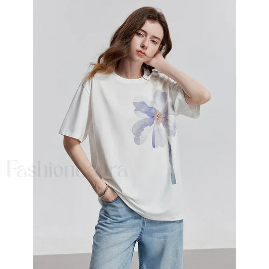 Spring New Short Sleeve Basic T Shirt Beige / S