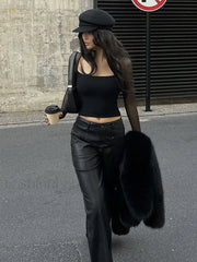 Square Neck Sheer Panel Crop T Shirt T Shirts