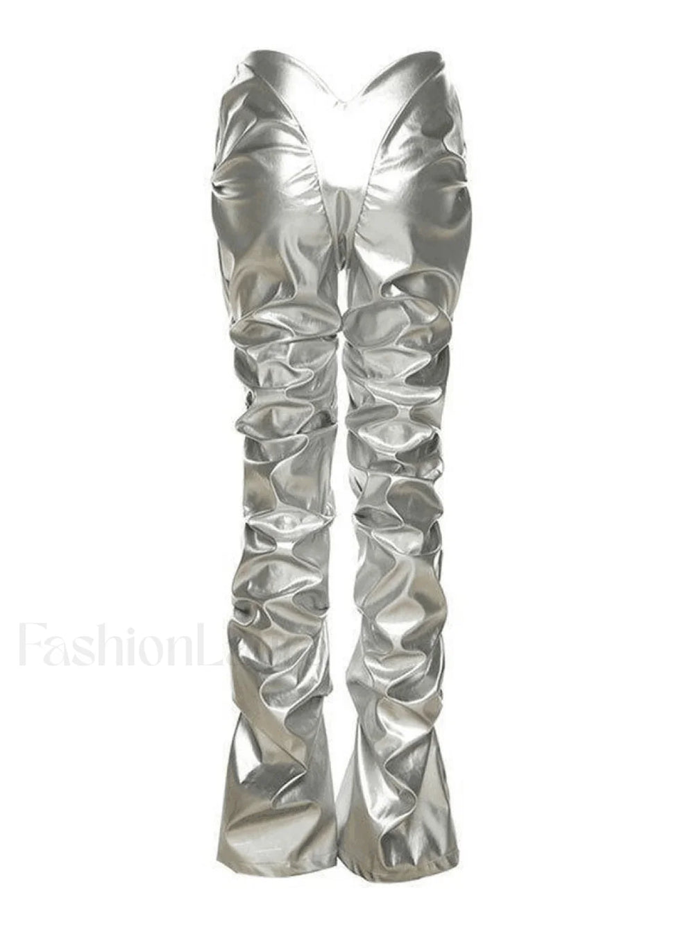 Stacked Low Waist Pu Pants Pants