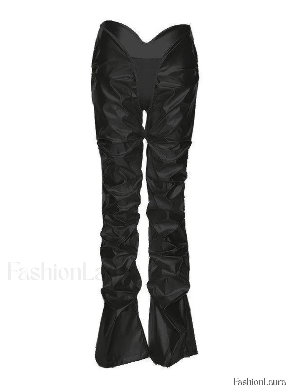 Stacked Low Waist Pu Pants Black / S Pants