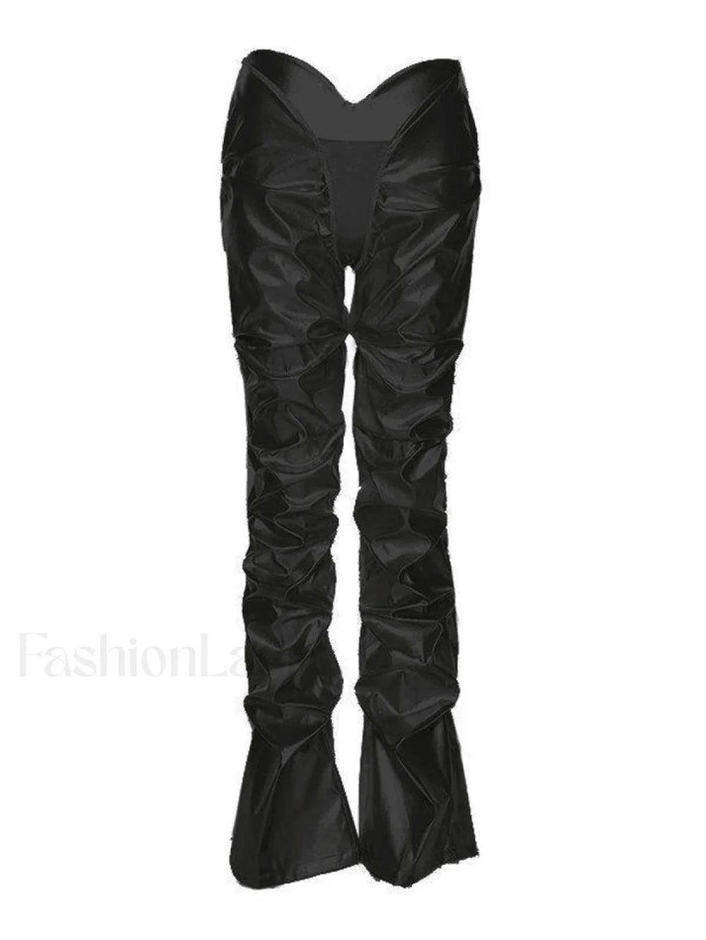 Stacked Low Waist Pu Pants Black / S Pants