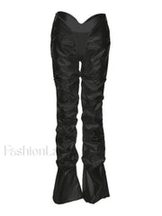 Stacked Low Waist Pu Pants Black / S Pants