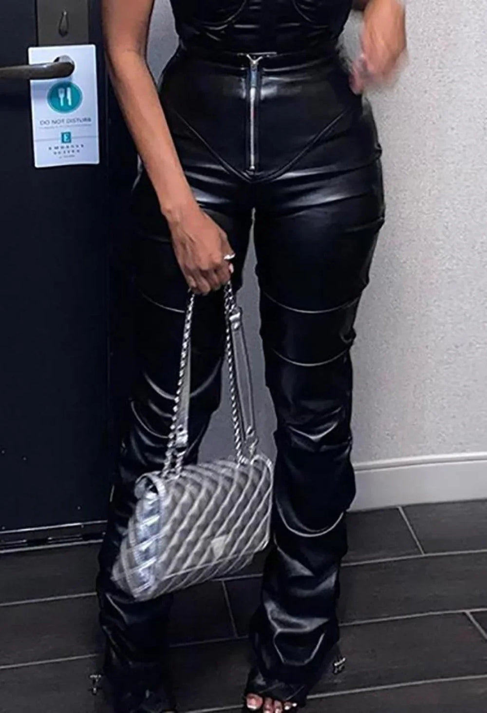 Stacked Pu Pants Pants