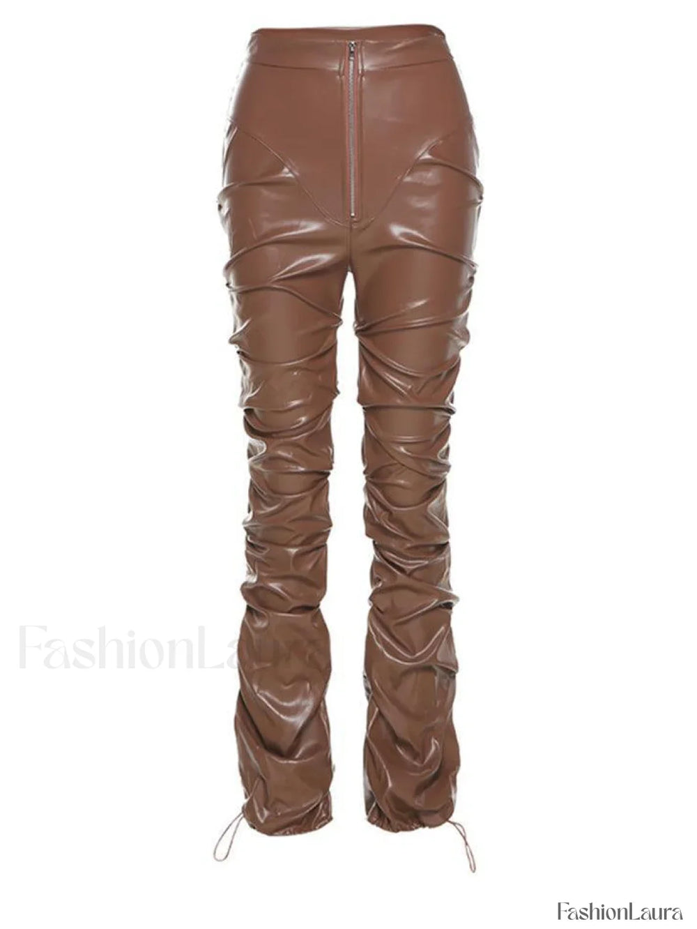 Stacked Pu Pants Brown / S Pants