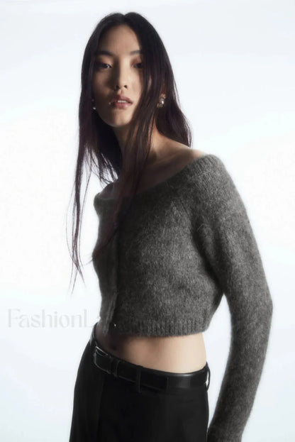 Standard Fit Wide Neck Cardigan