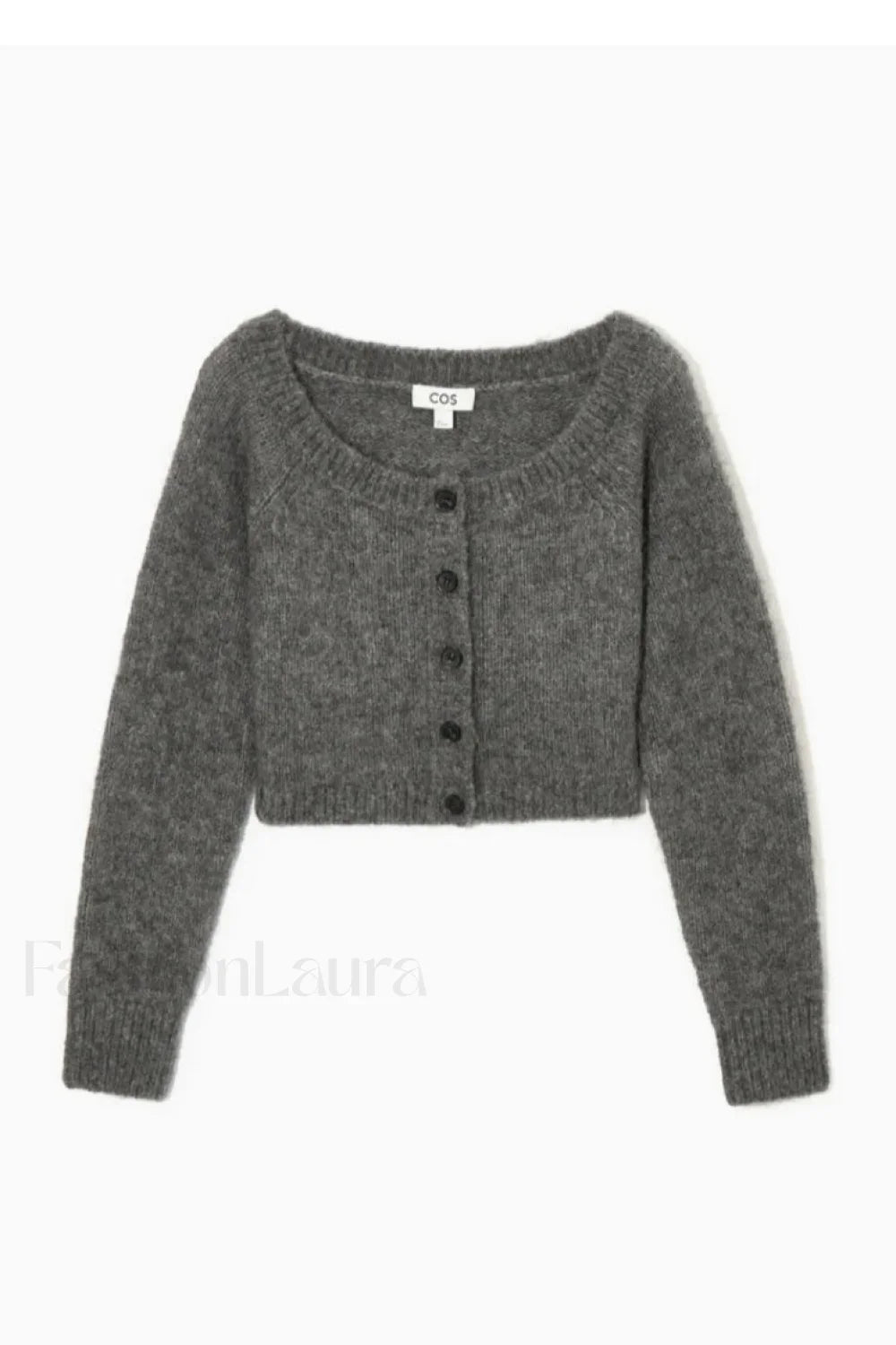 Standard Fit Wide Neck Cardigan Grey / S