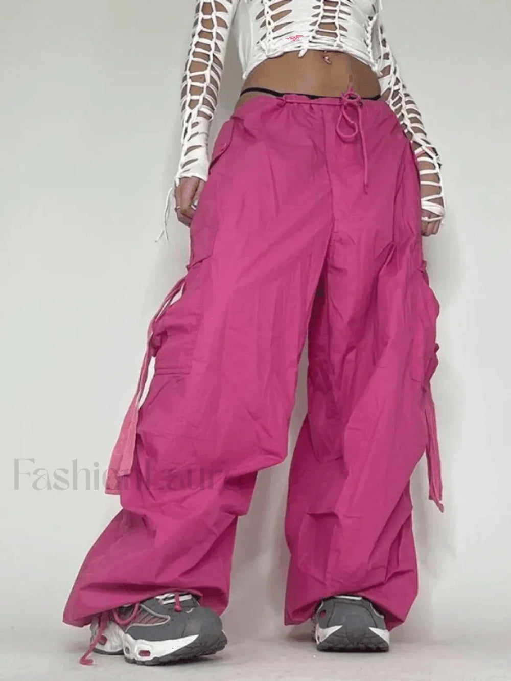 Strap Detail Y2K Cargo Pants Pink / S Pants