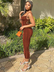 Strapless Backless Midi Dress