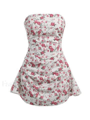 Strapless Floral Mini Dress Mini Dresses