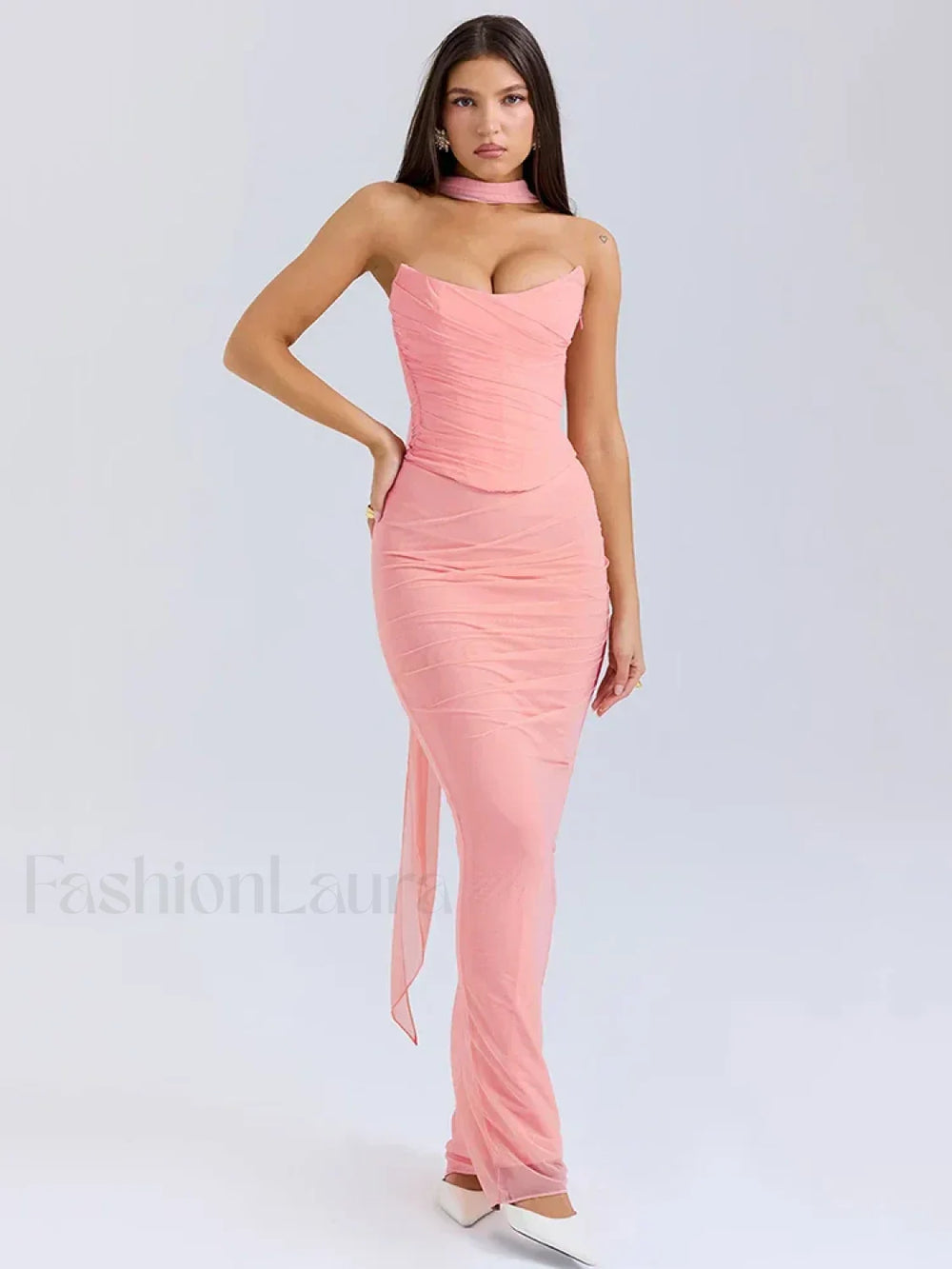 Strapless Skirt Two Piece Maxi Dress