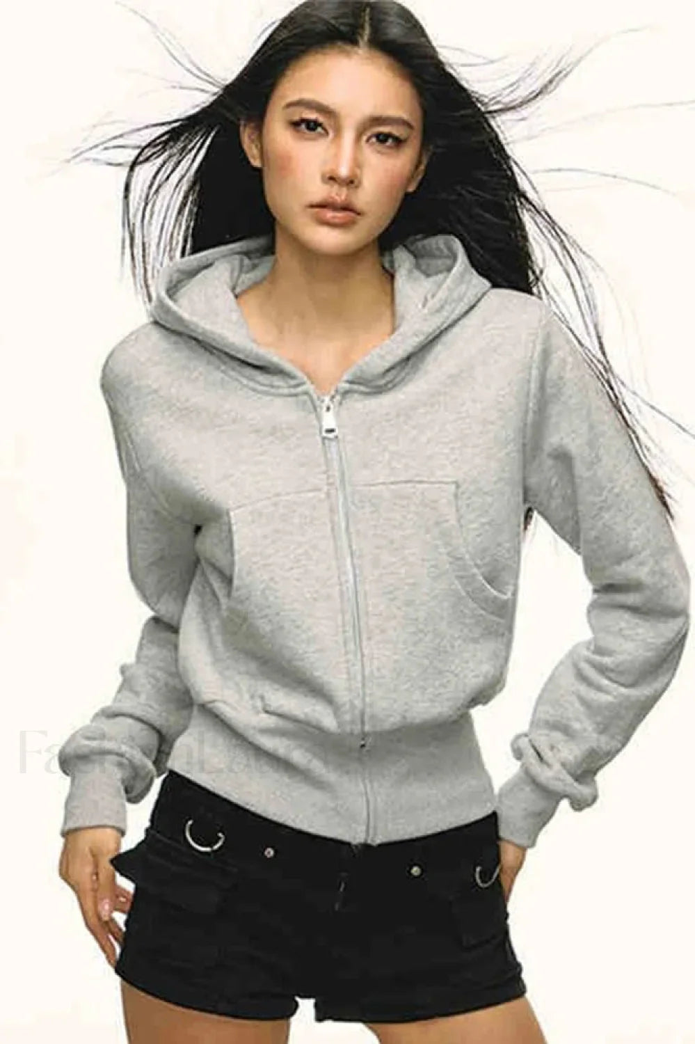 Streetwear Casual Long Sleeve Hoodie Grey / S