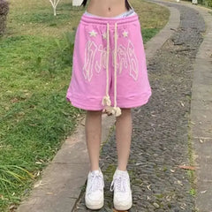 Streetwear Pink Skateboard Jogging Y2K Sporty Loose Short