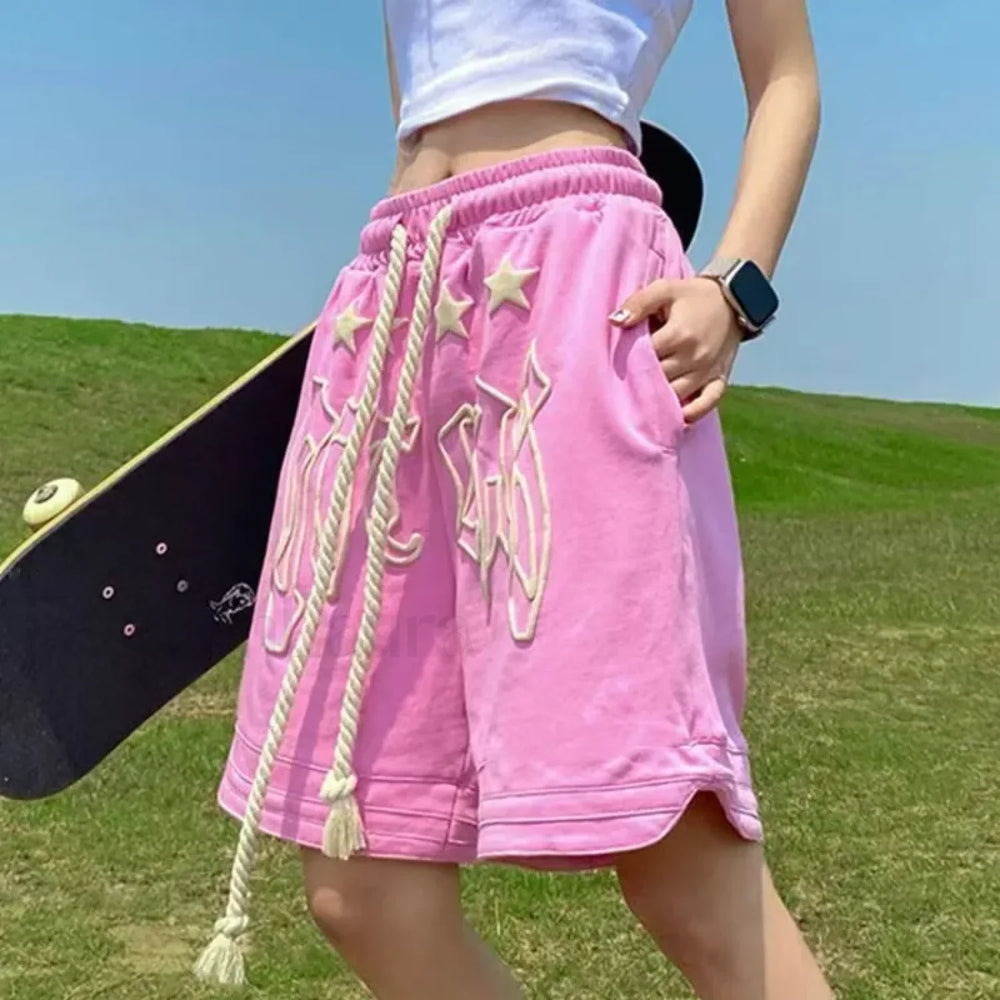 Streetwear Pink Skateboard Jogging Y2K Sporty Loose Short