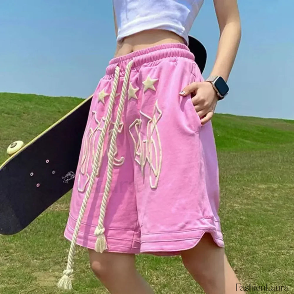 Streetwear Pink Skateboard Jogging Y2K Sporty Loose Short