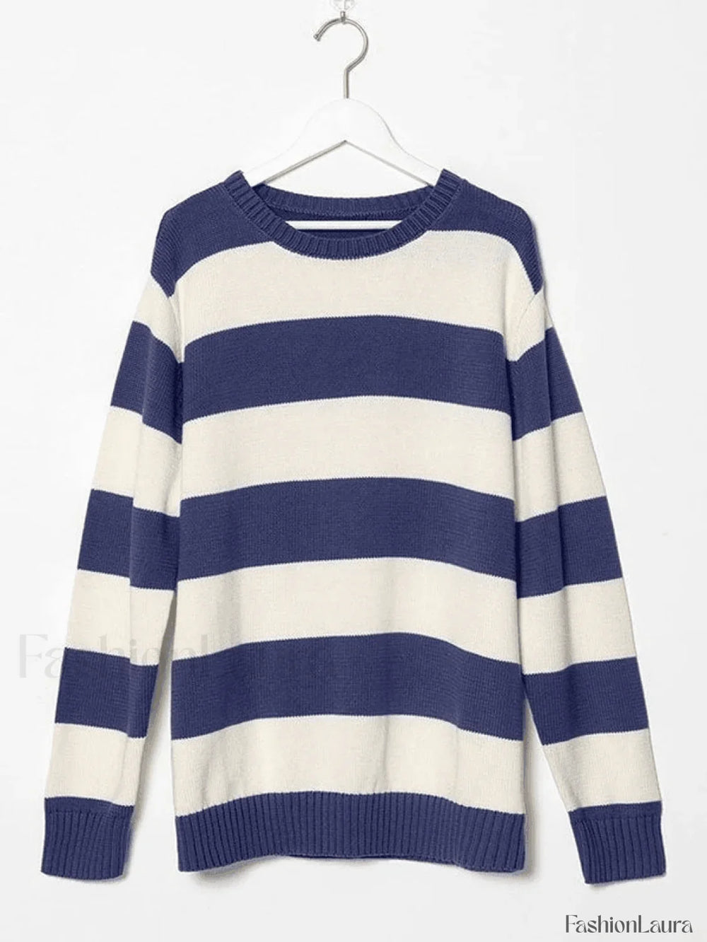 Striped Crew Neck Knit Sweater Sweaters